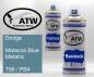 Preview: Dodge, Malacca Blue Metallic, T86 / PB4: 400ml Sprühdose + 400ml Klarlack - Set, von ATW Autoteile West.